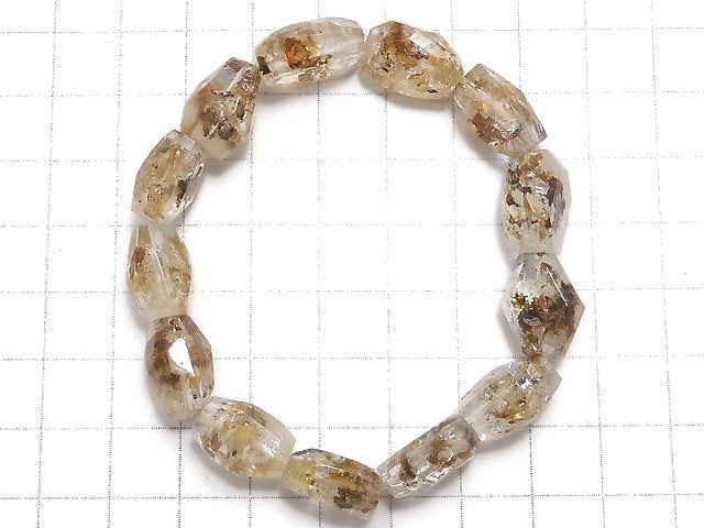 [Video][One of a kind] Oil in Quartz Faceted Nugget Bracelet NO.119