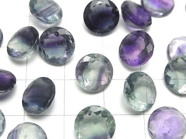 [Video]High Quality Multicolor Fluorite AAA- Loose stone Round Faceted 10x10mm 2pcs