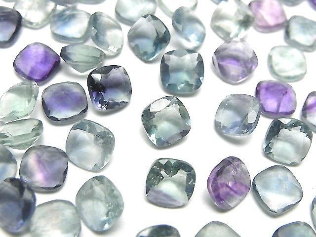 [Video]High Quality Multicolor Fluorite AAA- Loose stone Square Faceted 6x6mm 5pcs