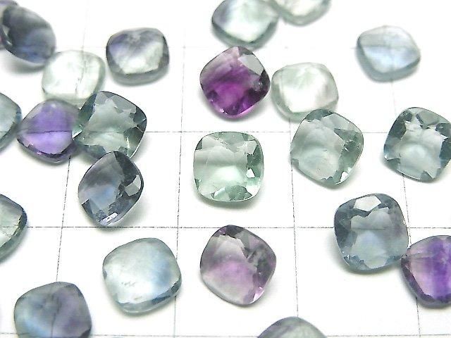 [Video]High Quality Multicolor Fluorite AAA- Loose stone Square Faceted 6x6mm 5pcs