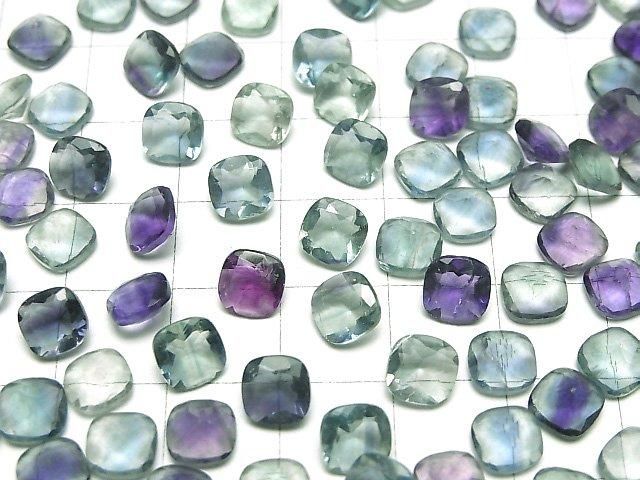 [Video]High Quality Multicolor Fluorite AAA- Loose stone Square Faceted 6x6mm 5pcs
