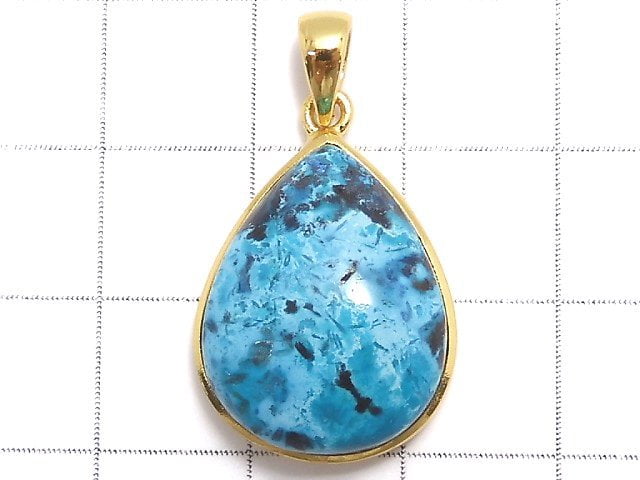 [Video][One of a kind] Chrysocolla AAA Pendant 18KGP NO.68