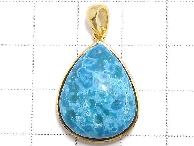 [Video][One of a kind] Chrysocolla AAA Pendant 18KGP NO.72