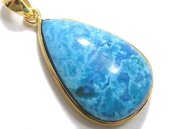 [Video][One of a kind] Chrysocolla AAA Pendant 18KGP NO.73