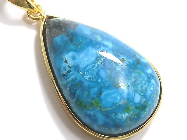 [Video][One of a kind] Chrysocolla AAA Pendant 18KGP NO.75