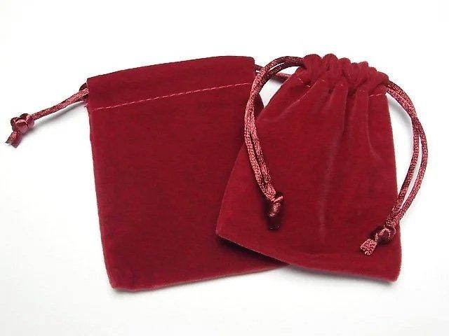Drawstring pouch (velvet) Red [corner] 1pc