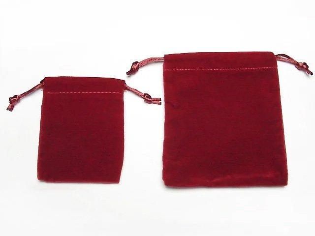 Drawstring pouch (velvet) Red [corner] 1pc