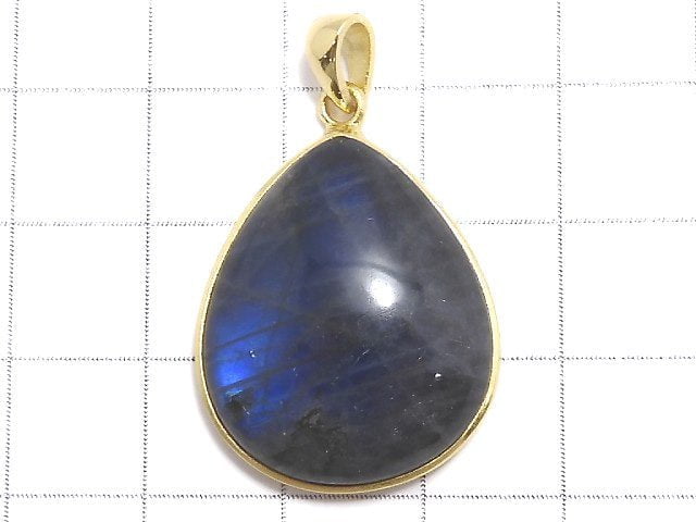 [Video][One of a kind] Blue Labradorite AAA Pendant 18KGP NO.42