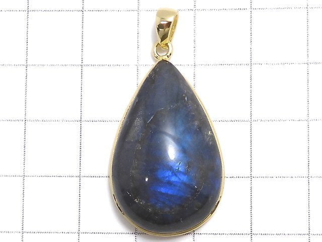 [Video][One of a kind] Blue Labradorite AAA Pendant 18KGP NO.44