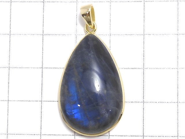 [Video][One of a kind] Blue Labradorite AAA Pendant 18KGP NO.45