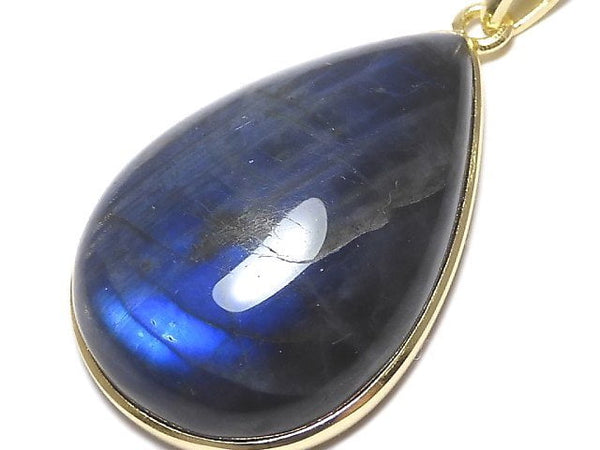 [Video][One of a kind] Blue Labradorite AAA Pendant 18KGP NO.47