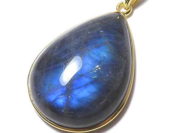 [Video][One of a kind] Blue Labradorite AAA Pendant 18KGP NO.48