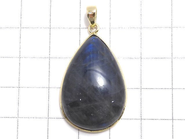 [Video][One of a kind] Blue Labradorite AAA Pendant 18KGP NO.49