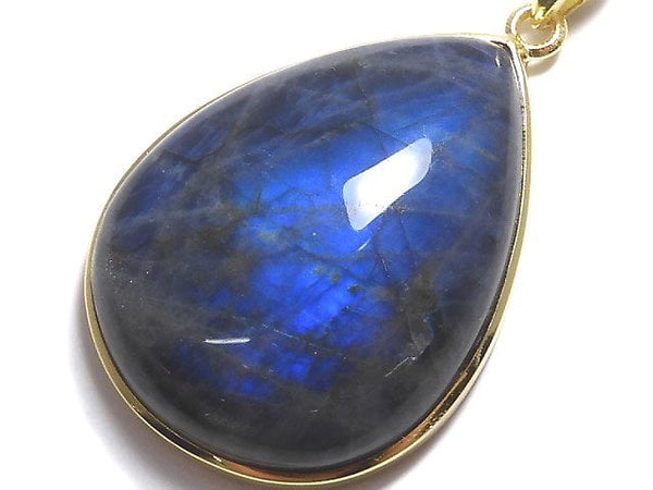 [Video][One of a kind] Blue Labradorite AAA Pendant 18KGP NO.50