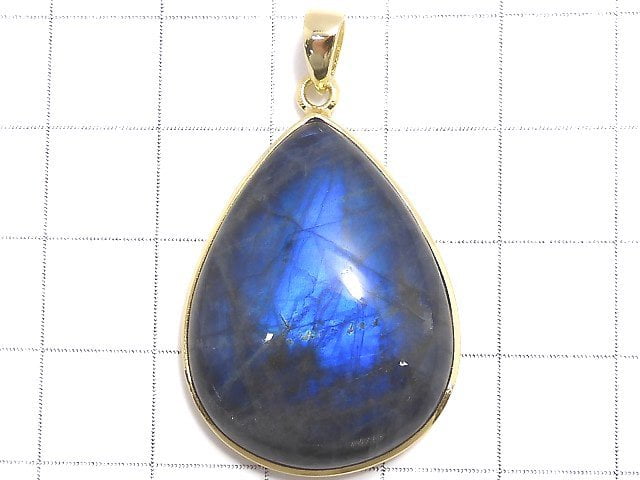 [Video][One of a kind] Blue Labradorite AAA Pendant 18KGP NO.50