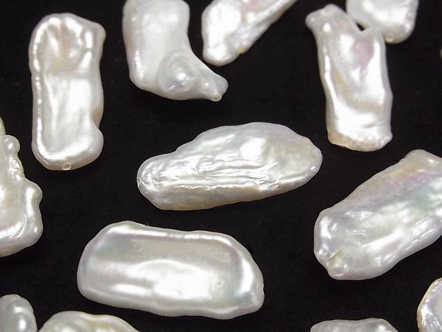 [Video]Fresh Water Pearl Keshi Pearl AA++ Loose stone Baroque 14-26mm [Half Drilled Hole] White 4pcs