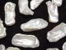 [Video]Fresh Water Pearl Keshi Pearl AA++ Loose stone Baroque 14-26mm [Half Drilled Hole] White 4pcs