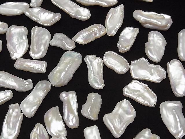 [Video]Fresh Water Pearl Keshi Pearl AA++ Loose stone Baroque 14-26mm [Half Drilled Hole] White 4pcs