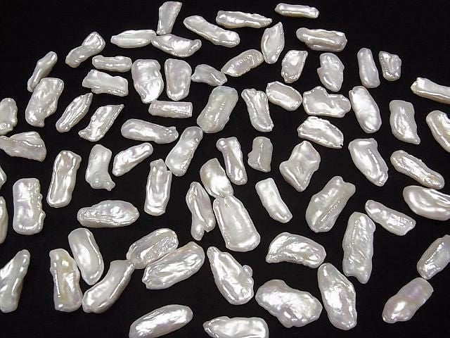 [Video]Fresh Water Pearl Keshi Pearl AA++ Loose stone Baroque 14-26mm [Half Drilled Hole] White 4pcs