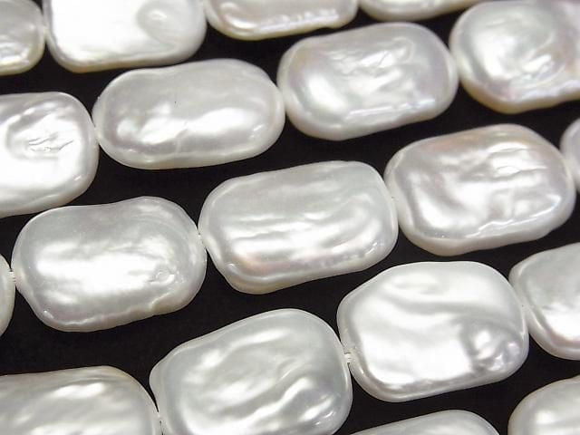 [Video] Fresh Water Pearl AA+ Rectangle 16-18mm White 1strand beads (aprx.15inch/37cm)