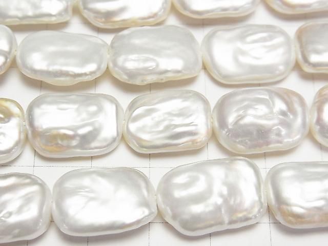 [Video] Fresh Water Pearl AA+ Rectangle 16-18mm White 1strand beads (aprx.15inch/37cm)