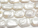 [Video] Fresh Water Pearl AA+ Rectangle 16-18mm White 1strand beads (aprx.15inch/37cm)