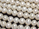 [Video] Fresh Water Pearl AA++ Semi Round-Potato 6-7mm White 1strand beads (aprx.14inch/35cm)