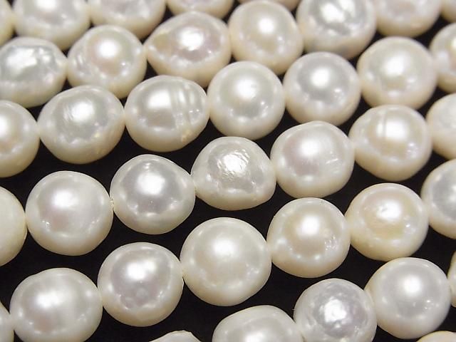 [Video] Fresh Water Pearl AA Natural Round 7-8mm White 1strand beads (aprx.14inch/35cm)