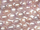 [Video] Fresh Water Pearl AA Rice 7x5x5mm Natural color Lavender pink 1strand beads (aprx.13inch/33cm)