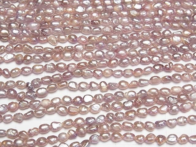 [Video] Fresh Water Pearl AA Rice-Baroque 4x3.5x3.5mm Natural Lavender Pink 1strand beads (aprx.13inch/32cm)
