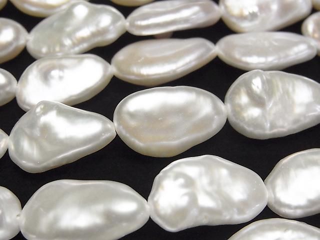 [Video] Fresh Water Pearl AA++ Baroque 17-21mm White 1strand beads (aprx.15inch/37cm)