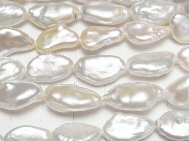 [Video] Fresh Water Pearl AA++ Baroque 17-21mm White 1strand beads (aprx.15inch/37cm)