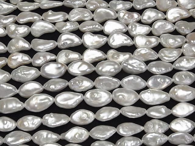 [Video] Fresh Water Pearl AA++ Baroque 17-21mm White 1strand beads (aprx.15inch/37cm)