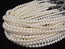 [Video] Fresh Water Pearl AAA Semi Round 8-9mm White 1strand beads (aprx.15inch/37cm)