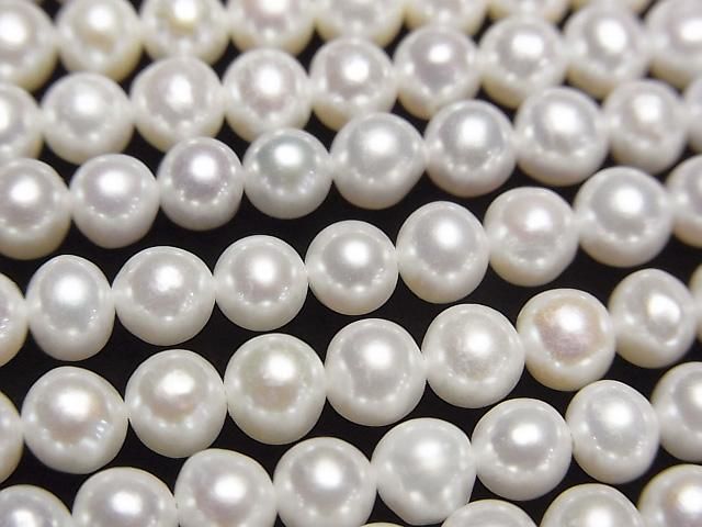 [Video] Fresh Water Pearl AA++ Semi Round-Potato 4.5-5mm White 1strand beads (aprx.15inch/37cm)