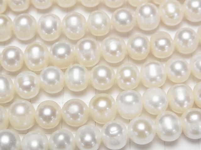 [Video] Fresh Water Pearl AA++ Potato 8-9mm White 1strand beads (aprx.15inch/37cm)