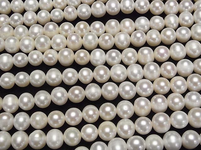 [Video] Fresh Water Pearl AA++ Potato 8-9mm White 1strand beads (aprx.15inch/37cm)