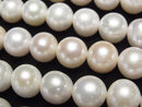 [Video] Fresh Water Pearl AA++ Semi Round-Potato 9-11mm White 1strand beads (aprx.15inch/37cm)