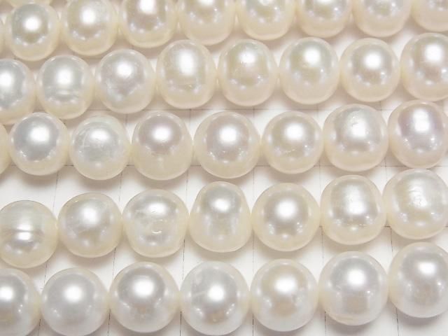 [Video] Fresh Water Pearl AA++ Semi Round-Potato 9-11mm White 1strand beads (aprx.15inch/37cm)