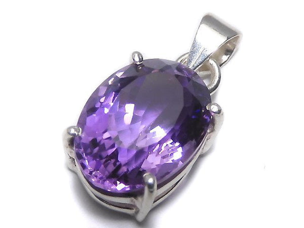 [Video][One of a kind] High Quality Amethyst AAA Faceted Pendant Silver925 NO.164