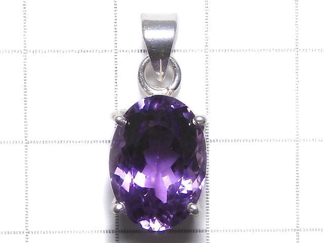 [Video][One of a kind] High Quality Amethyst AAA Faceted Pendant Silver925 NO.164