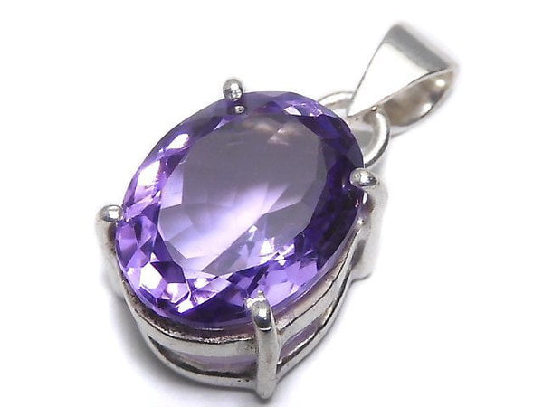 [Video][One of a kind] High Quality Amethyst AAA Faceted Pendant Silver925 NO.166