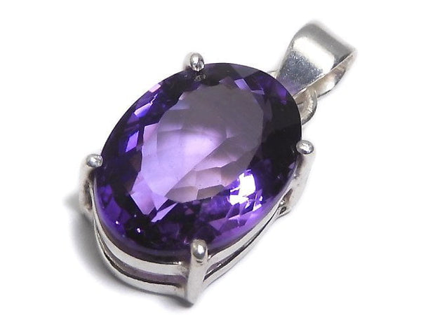 [Video][One of a kind] High Quality Amethyst AAA Faceted Pendant Silver925 NO.167