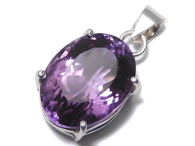 [Video][One of a kind] High Quality Amethyst AAA Faceted Pendant Silver925 NO.169