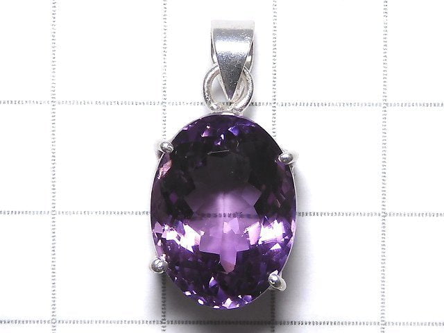 [Video][One of a kind] High Quality Amethyst AAA Faceted Pendant Silver925 NO.169