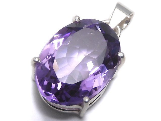 [Video][One of a kind] High Quality Amethyst AAA Faceted Pendant Silver925 NO.170