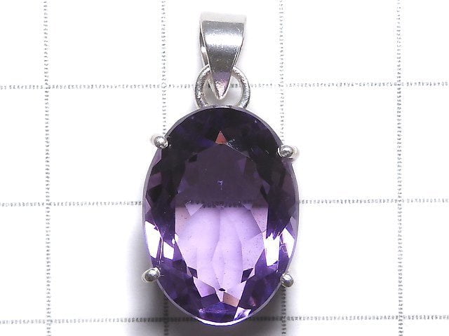 [Video][One of a kind] High Quality Amethyst AAA Faceted Pendant Silver925 NO.170