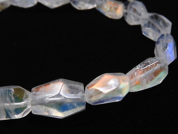 [Video][One of a kind] High Quality Andesine Labradorite AAA Faceted Nugget Bracelet NO.2