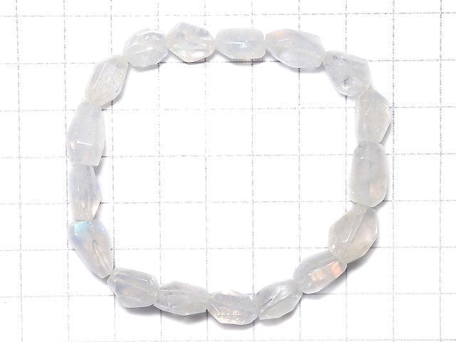 [Video][One of a kind] High Quality Andesine Labradorite AAA Faceted Nugget Bracelet NO.6