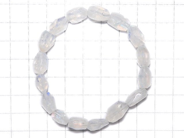 [Video][One of a kind] High Quality Andesine Labradorite AAA Faceted Nugget Bracelet NO.8